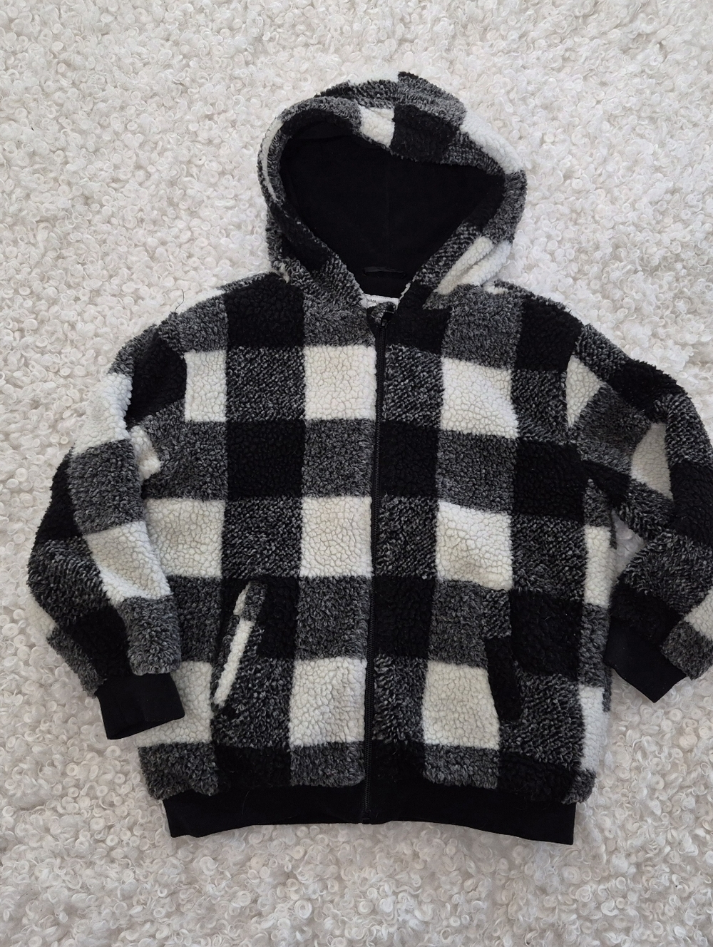 Miles the Label Girls Buffalo Plaid Sherpa Fleece Jacket 12 Full Zip Hoodie